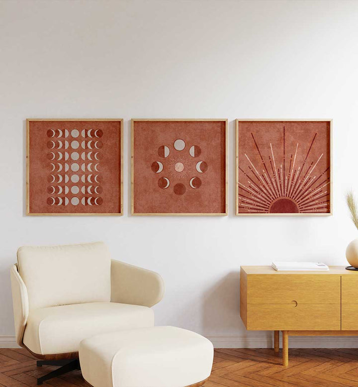 COSMIC DAWN , SET OF 3 PAINTINGS