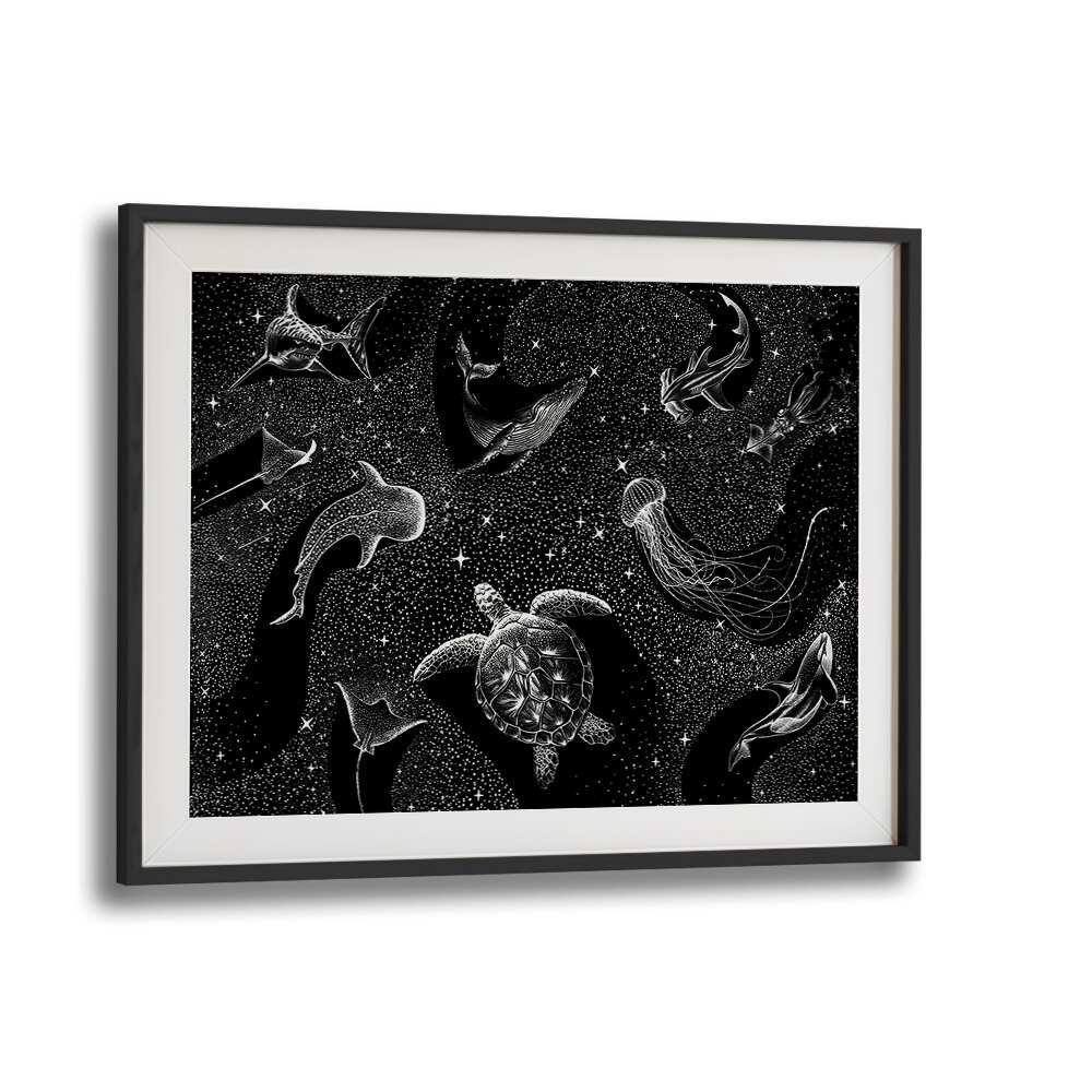 Cosmic Ocean Black Version By Aliriza Cakir Surreal Paintings Surreal Art in Black Frame With Mount