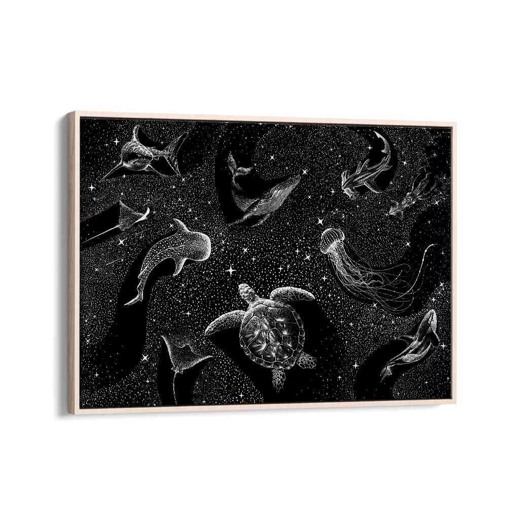 Cosmic Ocean Black Version By Aliriza Cakir Surreal Paintings Surreal Art in Oak Wood Floater Frame