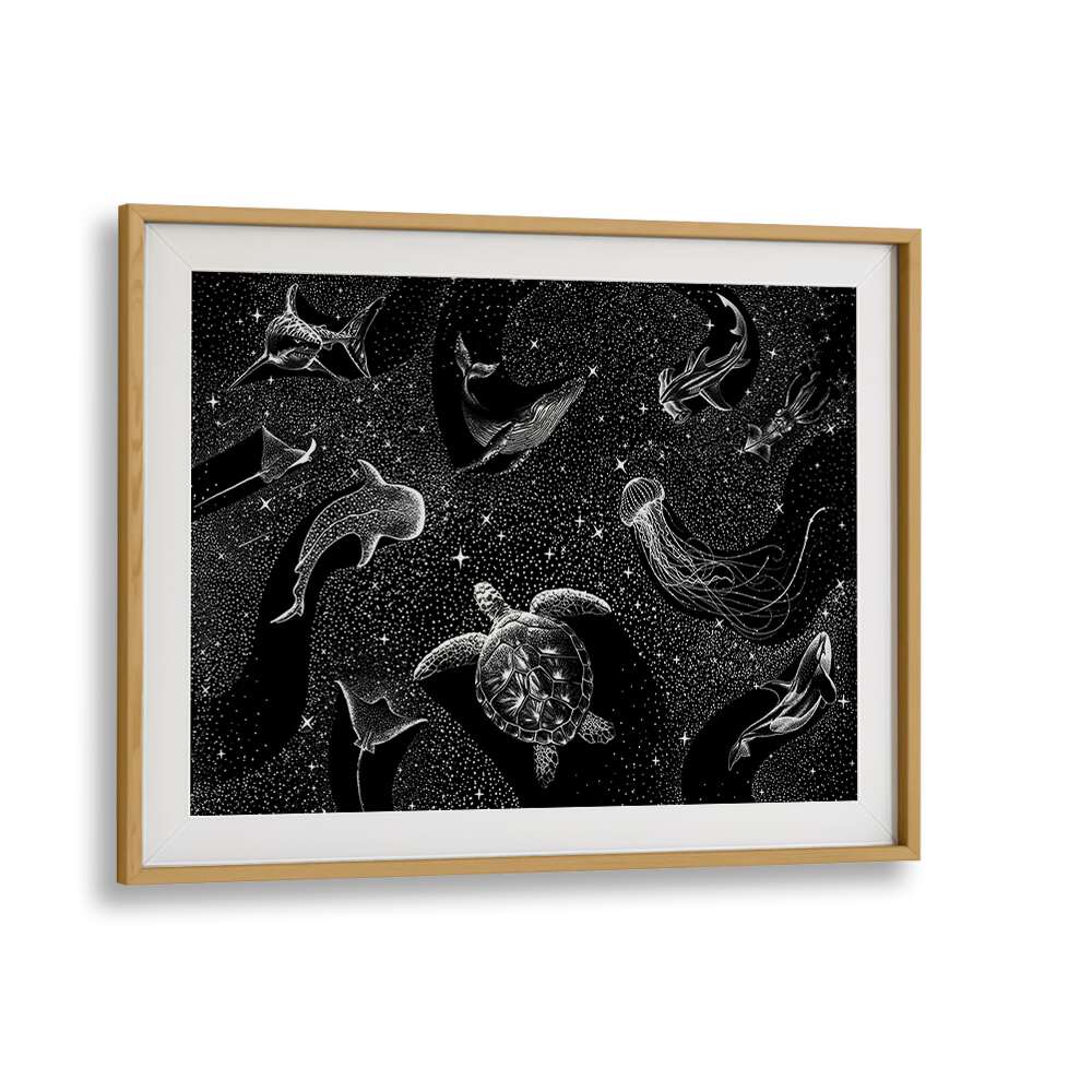 Cosmic Ocean Black Version By Aliriza Cakir Surreal Paintings Surreal Art in Oak Wood Frame With Mount