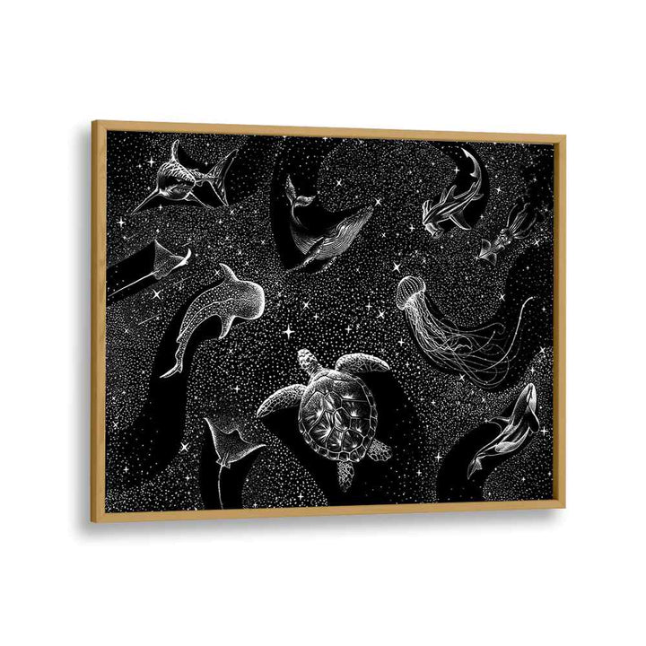 Cosmic Ocean Black Version By Aliriza Cakir Surreal Paintings Surreal Art in Oak Wood Plain Frame