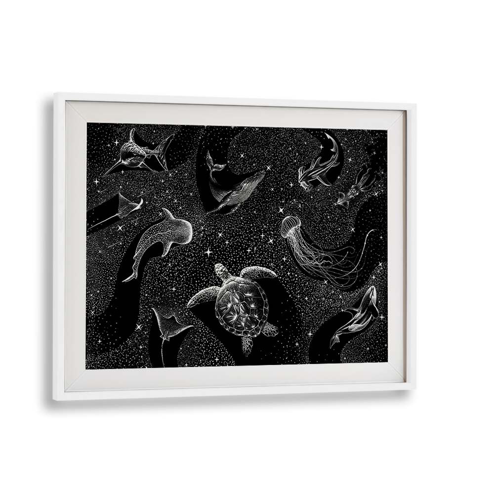 Cosmic Ocean Black Version By Aliriza Cakir Surreal Paintings Surreal Art in White Frame With Mount