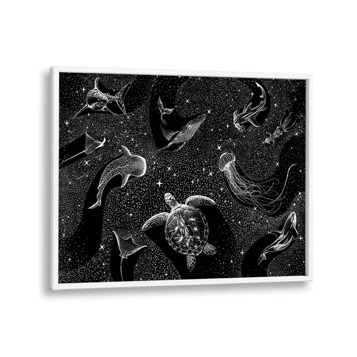 Cosmic Ocean Black Version By Aliriza Cakir Surreal Paintings Surreal Art in White Plain Frame