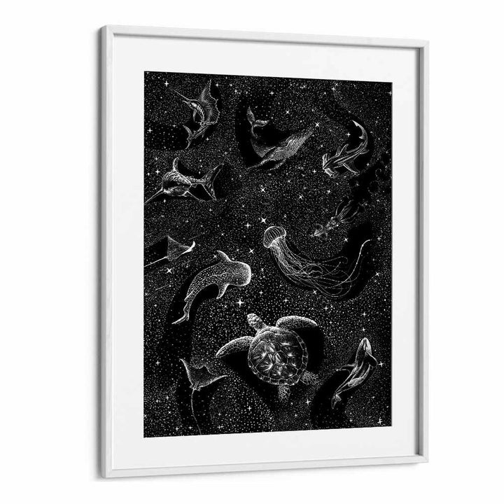 Cosmic Ocean Black Version II By Aliriza Cakir Surreal Paintings Surreal Art in White Frame With Mount