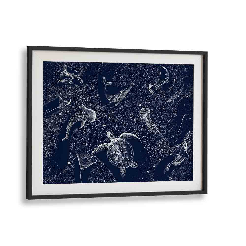 COSMIC OCEAN III, SURREAL ART PRINTS showcase marine life in a dreamy cosmic setting by Aliriza Çakir.