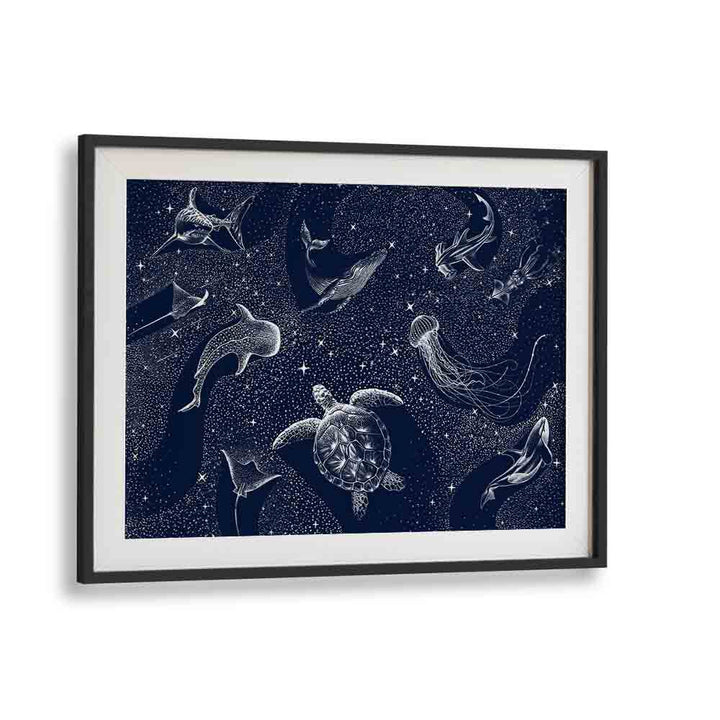 COSMIC OCEAN III, SURREAL ART PRINTS showcase marine life in a dreamy cosmic setting by Aliriza Çakir.