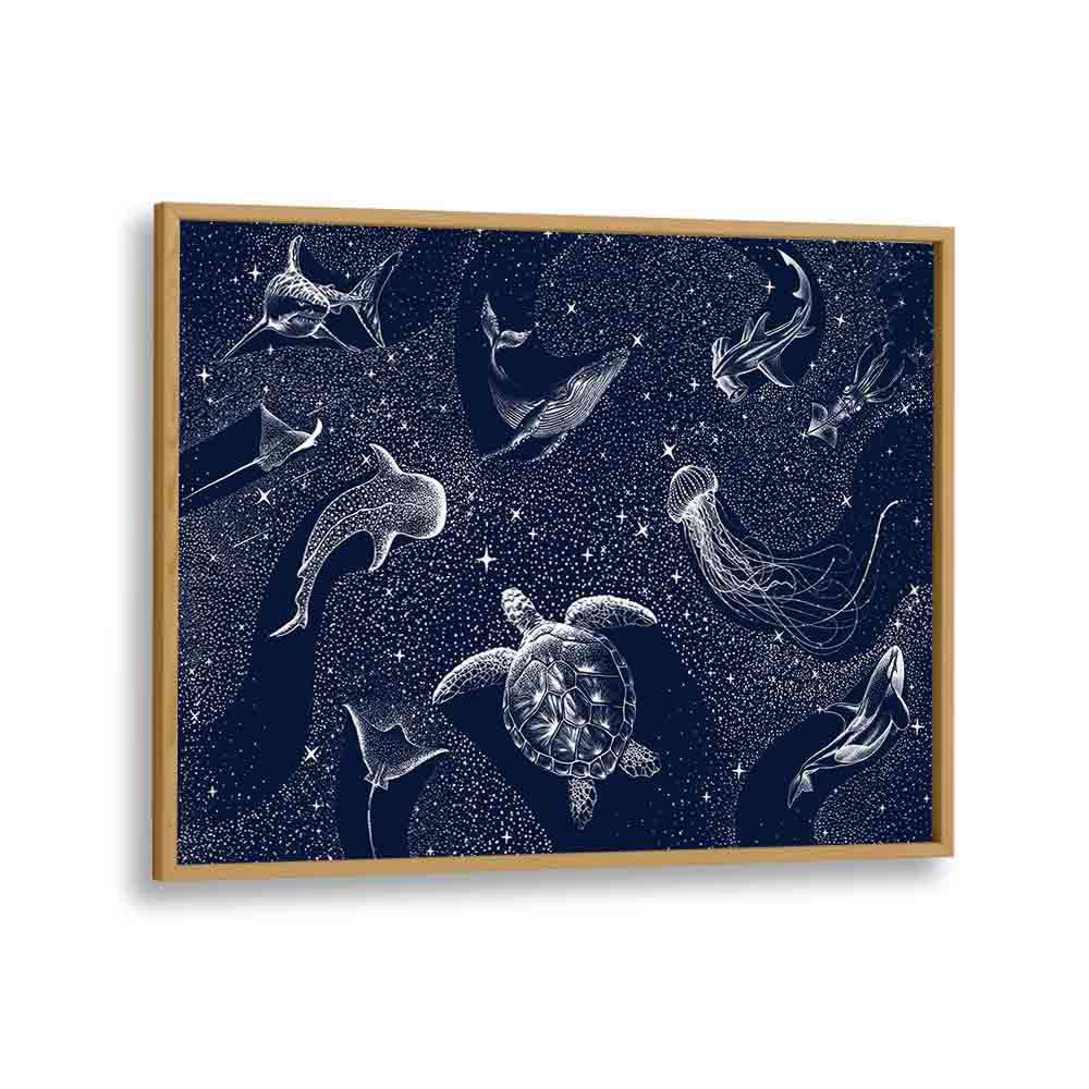 COSMIC OCEAN III, SURREAL ART PRINTS features enchanting sea life in a cosmic setting, designed by Aliriza Çakir.