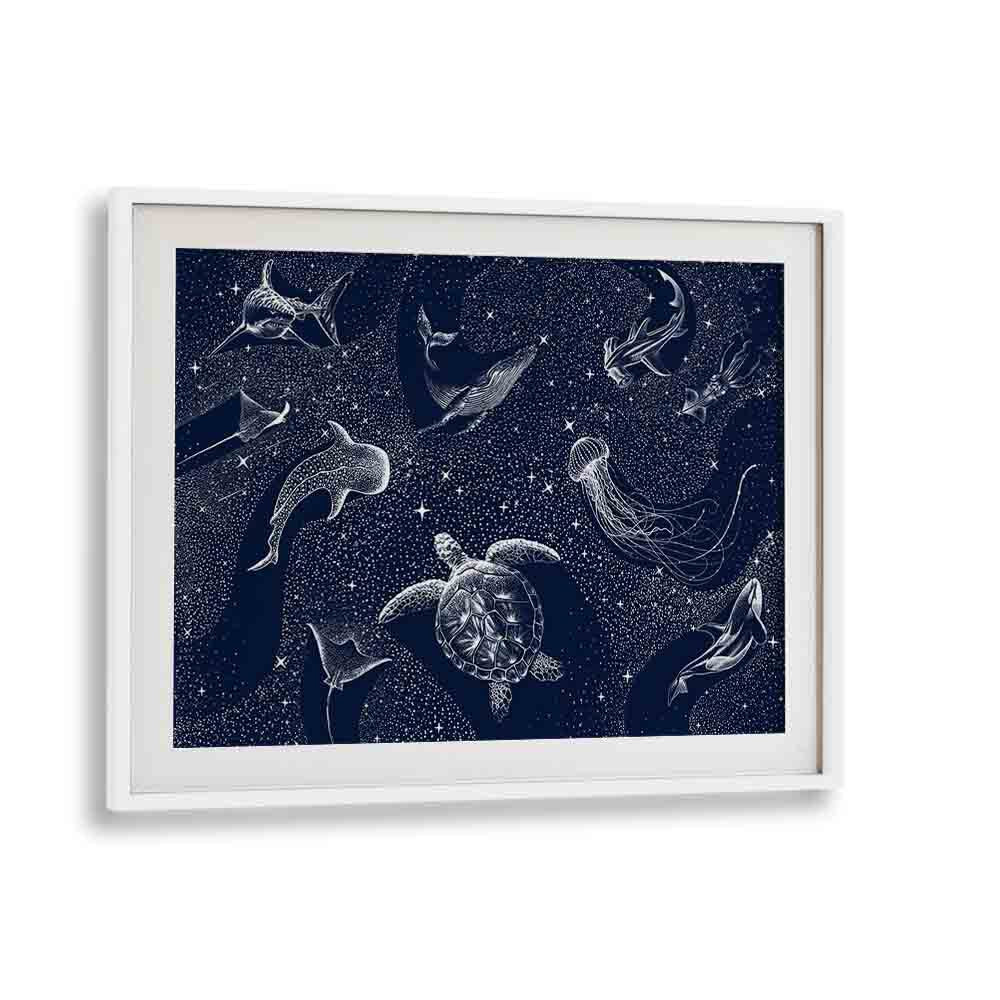 COSMIC OCEAN III, SURREAL ART PRINTS showcase mesmerizing marine life in a starry universe by Aliriza Çakir.