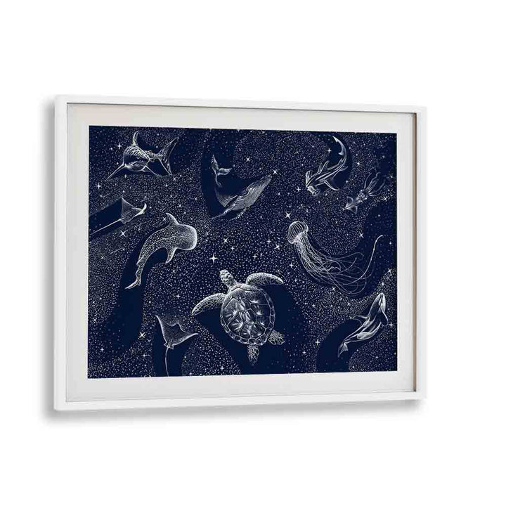 COSMIC OCEAN III, SURREAL ART PRINTS showcase mesmerizing marine life in a starry universe by Aliriza Çakir.