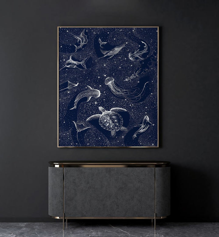 Dive into the surreal with COSMIC OCEAN II, SURREAL ART PRINTS by Aliriza Çakir, showcasing a mesmerizing underwater world.
