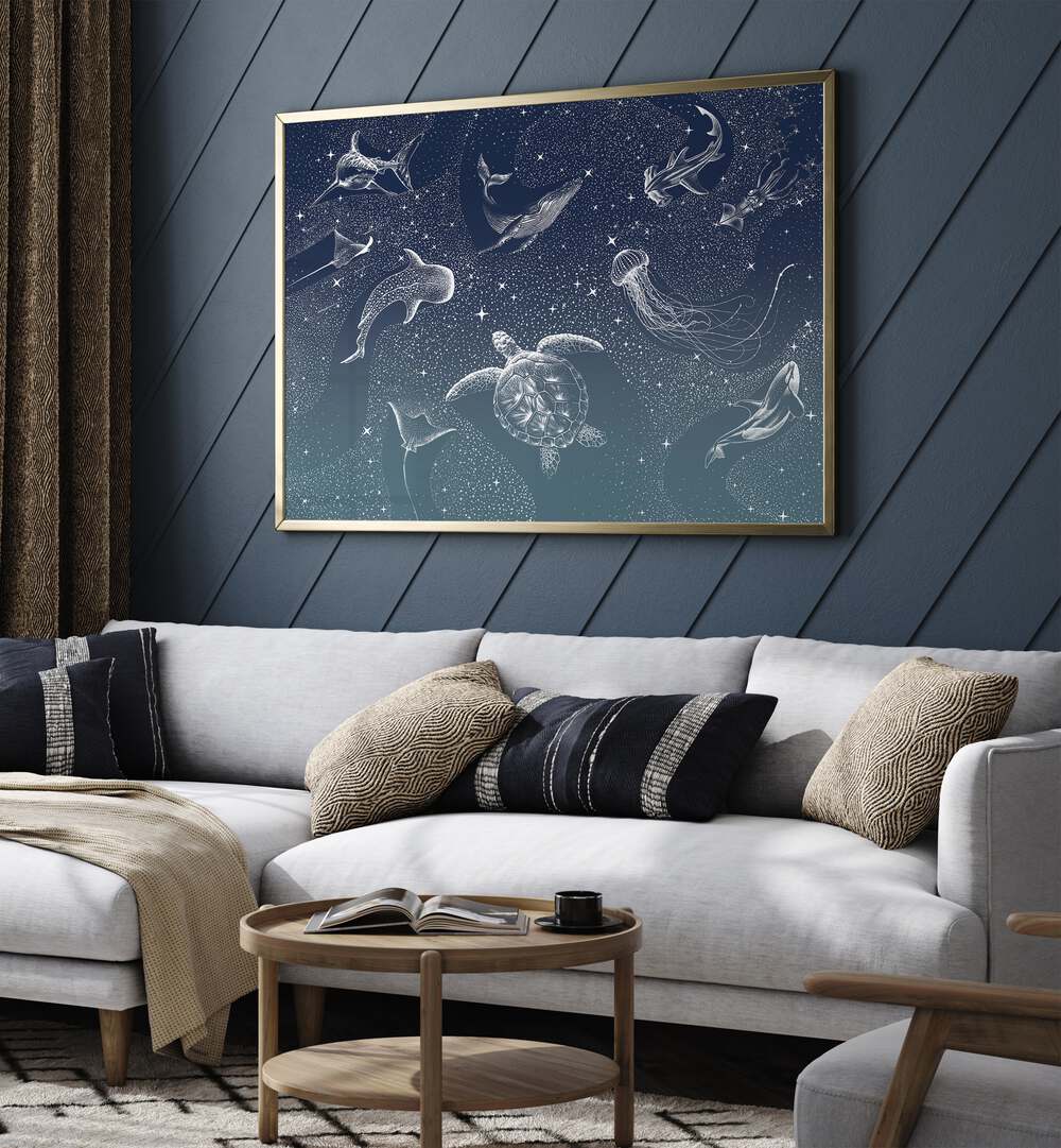 Explore the COSMIC OCEAN TURQUOISE GRAD, SURREAL ART PRINTS, showcasing Aliriza Çakir's mesmerizing oceanic art.