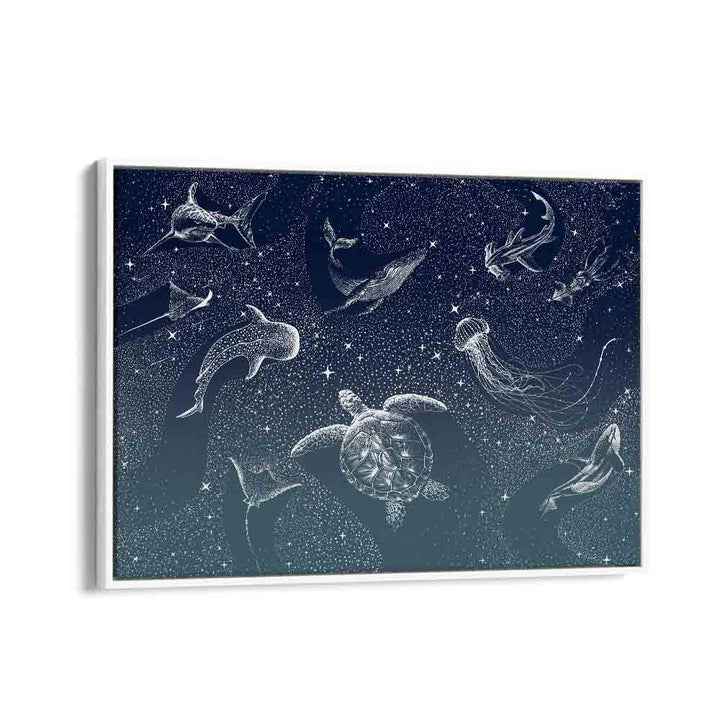 COSMIC OCEAN TURQUOISE GRAD, SURREAL ART PRINTS by Aliriza Çakir showcases a mesmerizing underwater scene.