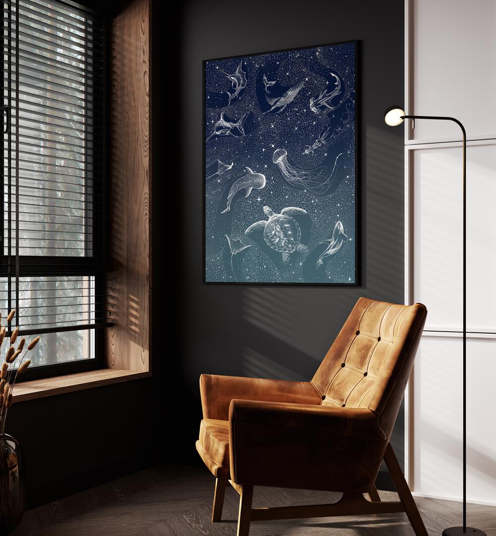 Enchanting COSMIC OCEAN TURQUOISE GRAD II, SURREAL ART PRINTS by Aliriza Çakır, perfect for dreamlike decor.