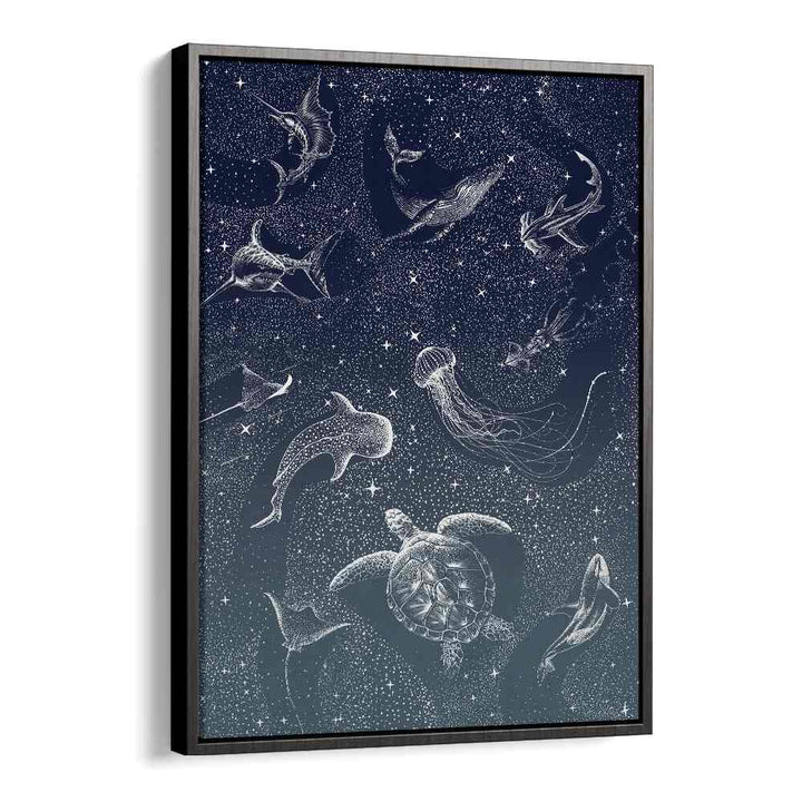 Surreal art print "COSMIC OCEAN TURQUOISE GRAD II" features dreamy aquatic life by Aliriza Çakır. Perfect for decor.