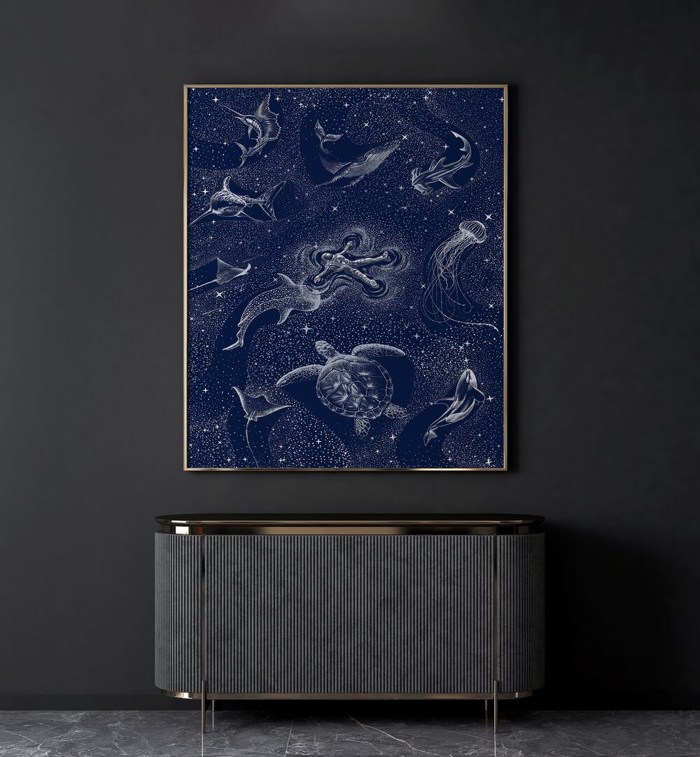 Surreal art prints featuring a cosmic ocean and astronaut, from Aliriza Çakır, evoke imagination and wonder.