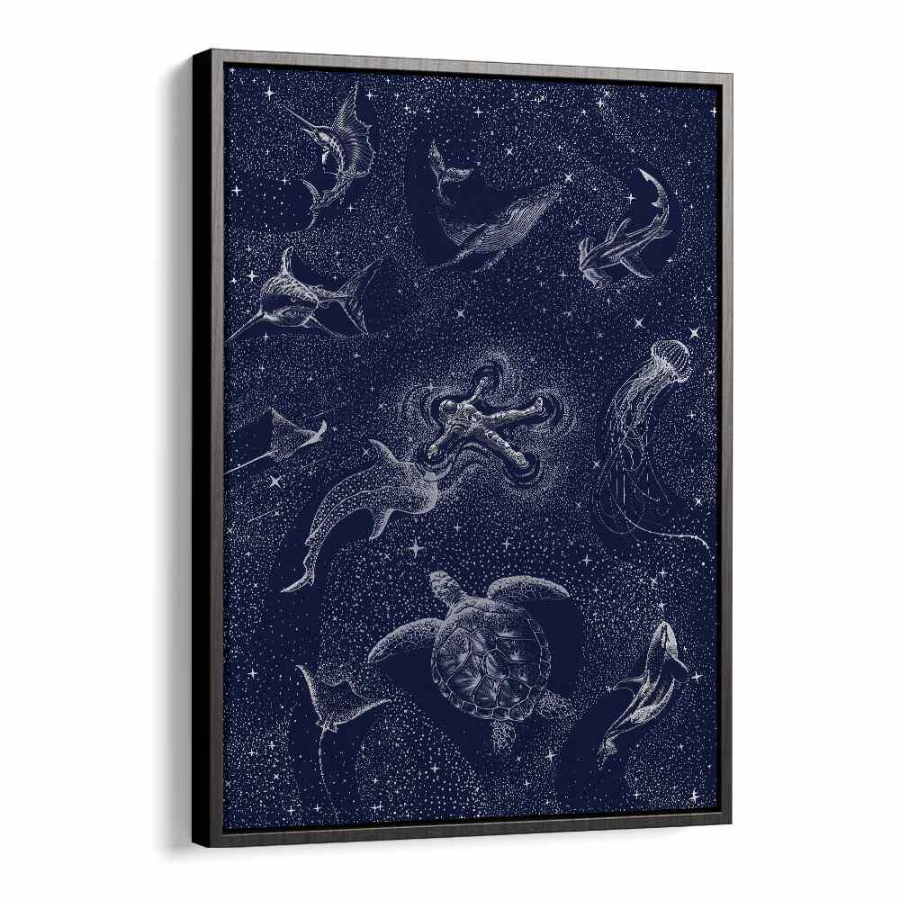 Surreal art prints featuring the COSMIC OCEAN WITH ASTRONAUT, blending cosmic and oceanic elements beautifully.