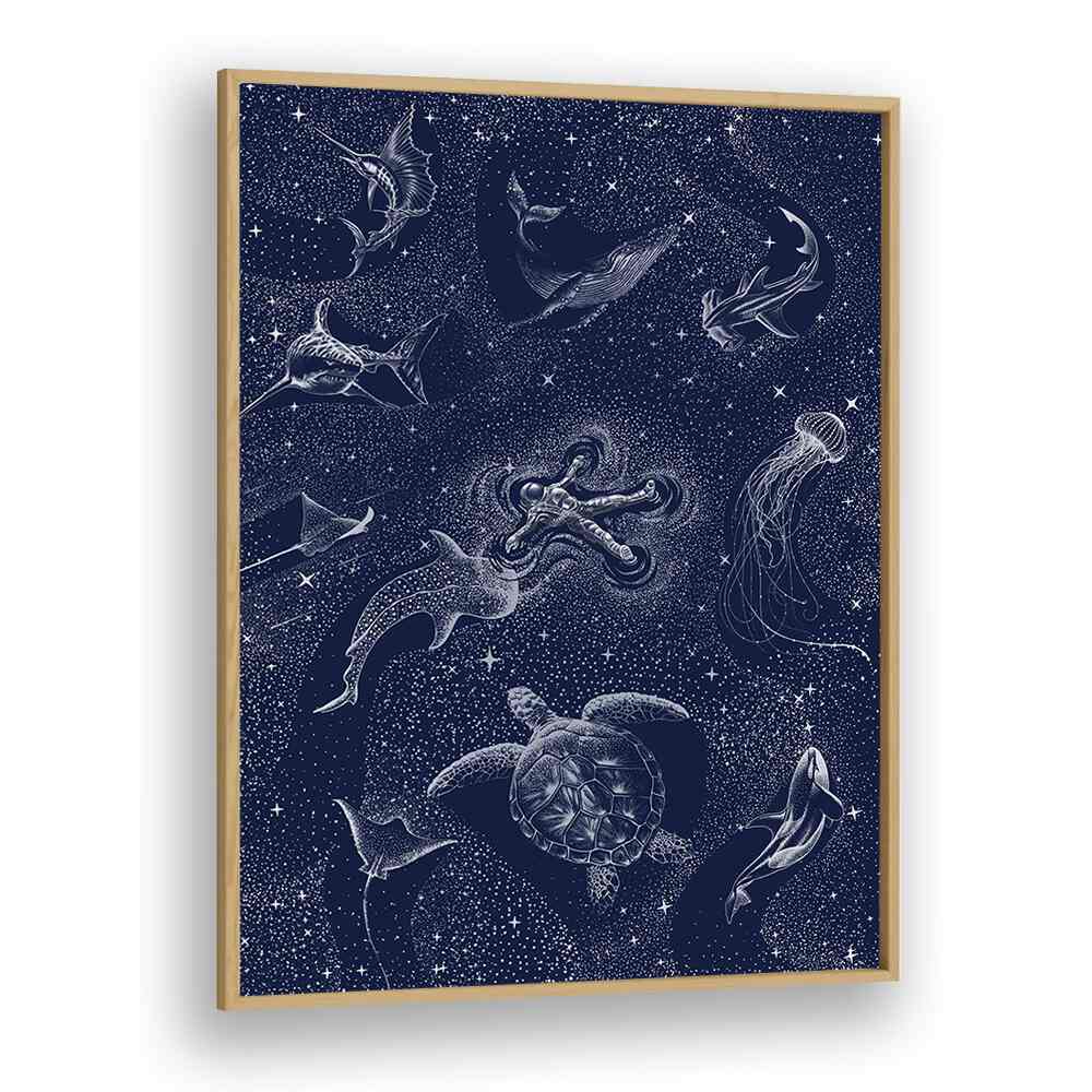 Explore the COSMIC OCEAN WITH ASTRONAUT, SURREAL ART PRINTS, showcasing a dreamlike blend of sea and space.