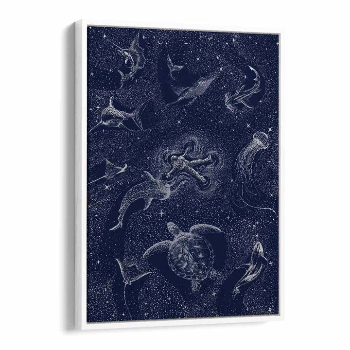 Discover the COSMIC OCEAN WITH ASTRONAUT, SURREAL ART PRINTS featuring enchanting marine life and starry skies.