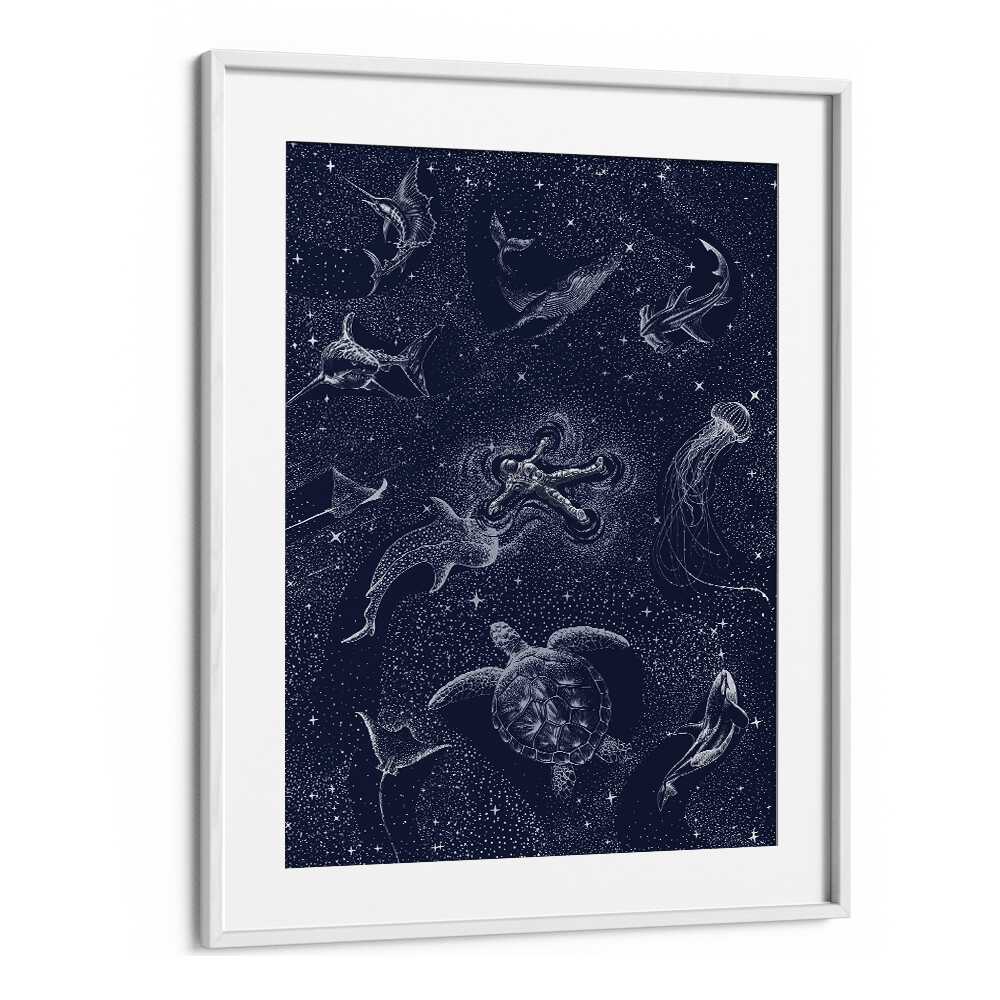 Surreal art prints featuring the COSMIC OCEAN WITH ASTRONAUT, blending cosmic and oceanic wonders by Aliriza Çakır.