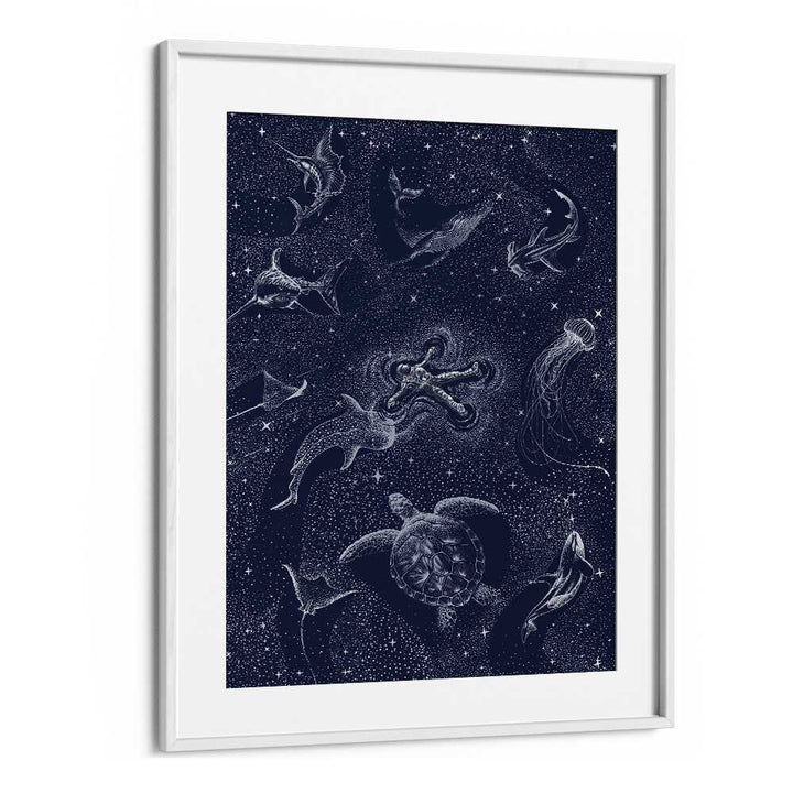 Surreal art prints featuring the COSMIC OCEAN WITH ASTRONAUT, blending cosmic and oceanic wonders by Aliriza Çakır.