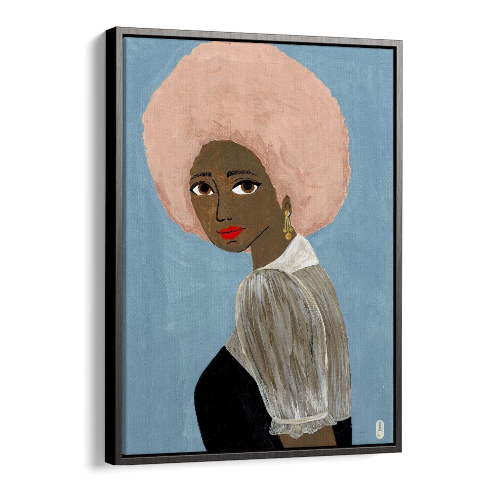 Cotton Candy Dream by Dianne Nicole Fernando Women Illustrations paintings in Black Floater Frame