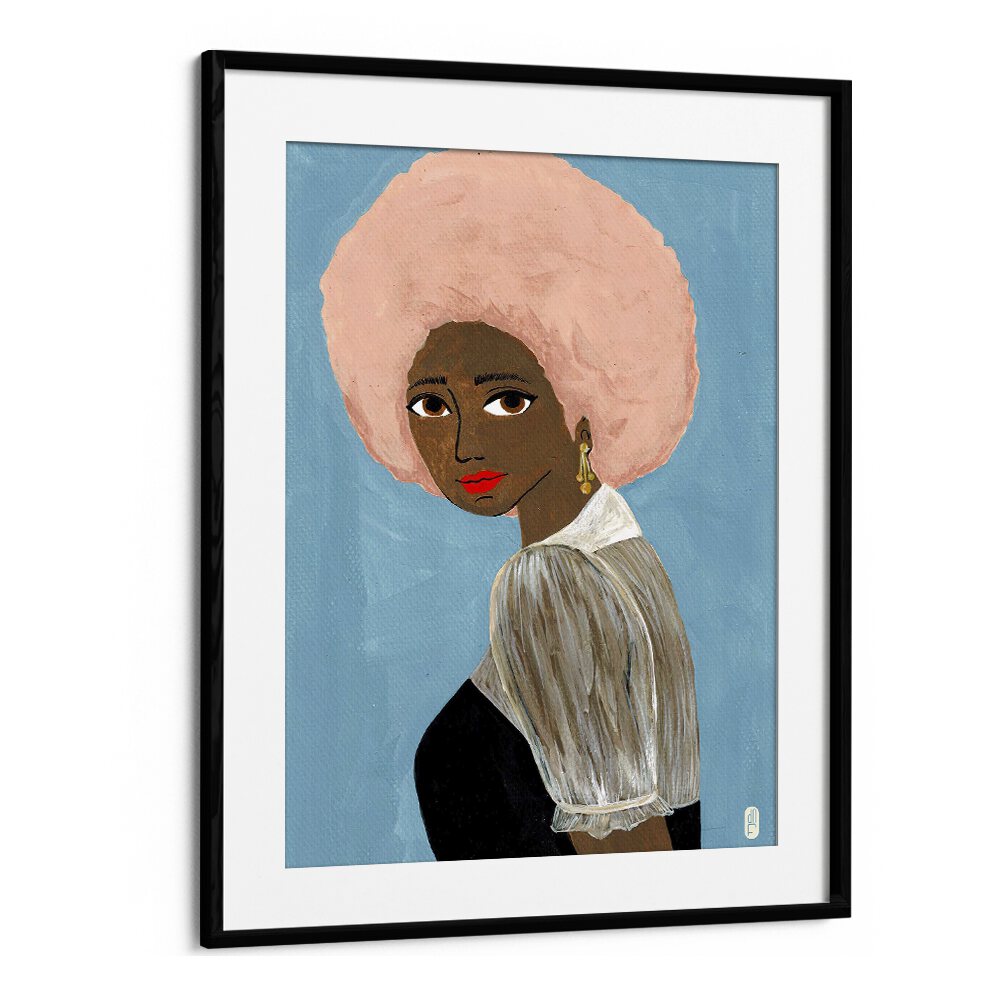 Cotton Candy Dream by Dianne Nicole Fernando Women Illustrations paintings in Black Frame With Mount