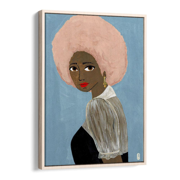 Cotton Candy Dream by Dianne Nicole Fernando Women Illustrations paintings in Oak Wood Floater Frame