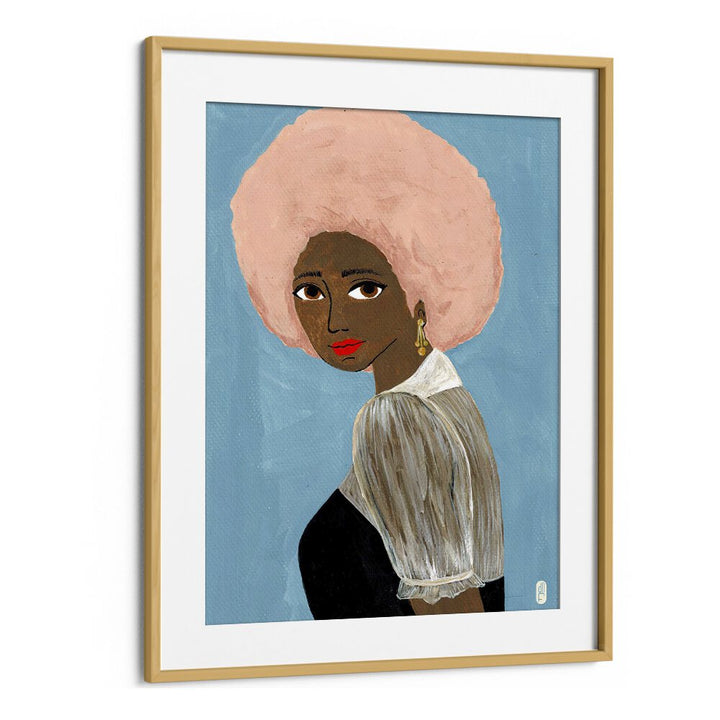 Cotton Candy Dream by Dianne Nicole Fernando Women Illustrations paintings in Oak Wood Frame With Mount