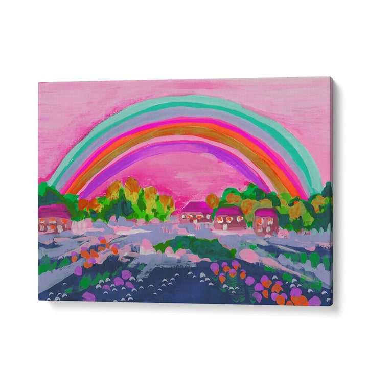 Countryside Rainbow On Pink By Ania Zwara Kids Room Paintings Kids Room Wallart in Gallery Wrap