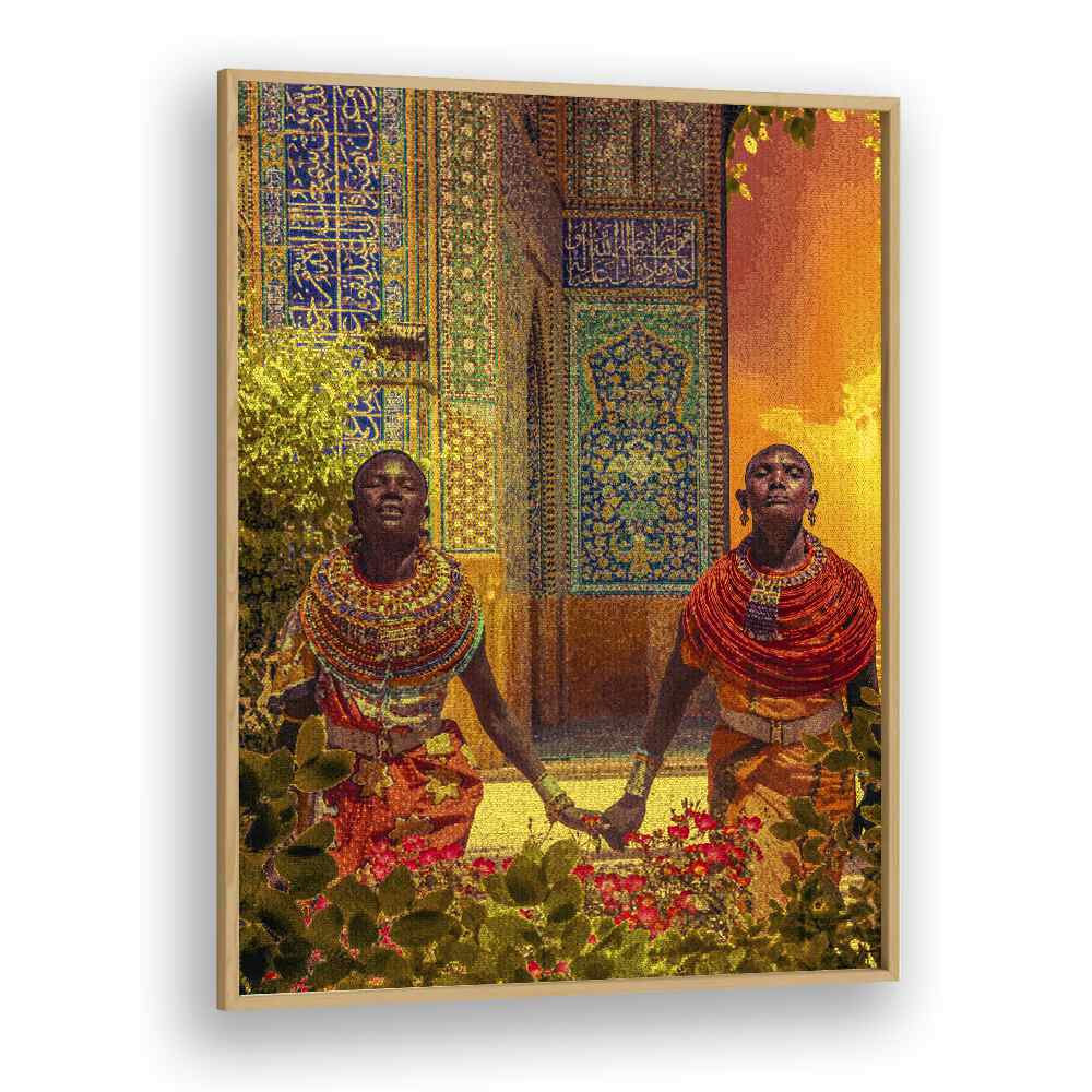 Couple By Cosmo Zach Surreal Art Prints Surrealism in Oak Wood Plain Frame