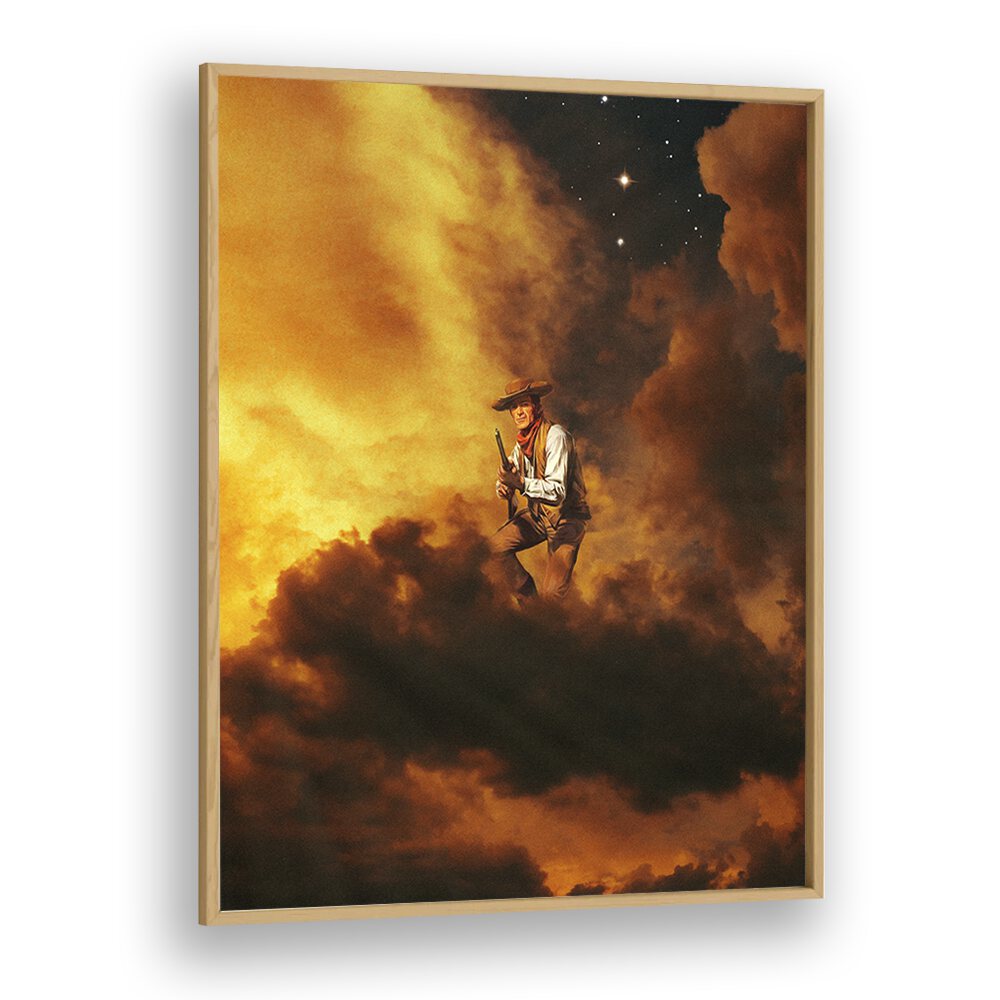 COWBOY I, SURREAL ART PRINTS features a cowboy in clouds, enhancing any space with Taudalpoi's stunning artistry.
