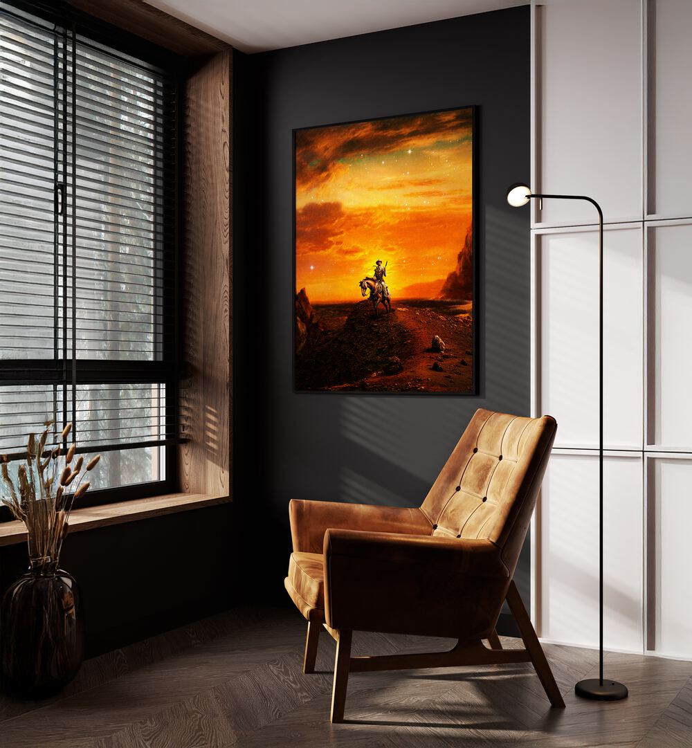 Elevate your decor with COWBOY IV, SURREAL ART PRINTS by Taudalpoi, showcasing captivating surreal landscapes.