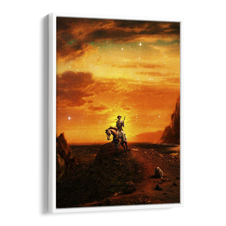 COWBOY IV, SURREAL ART PRINTS by Taudalpoi features a stunning cowboy against a vibrant surreal landscape.