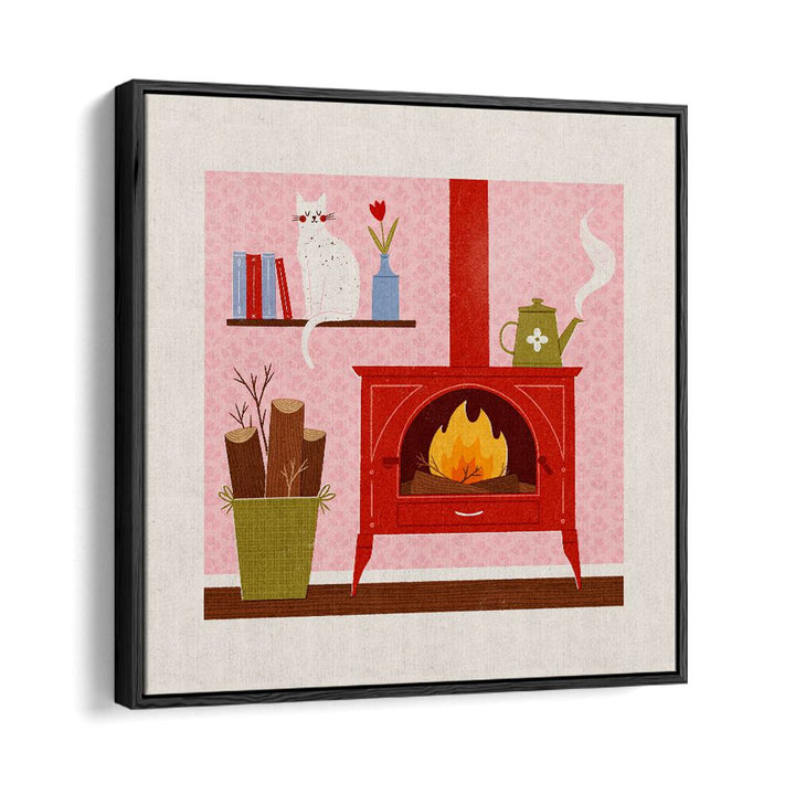 Cozy Corner By Julia Leister Wall Art Prints in Black Floater Frame