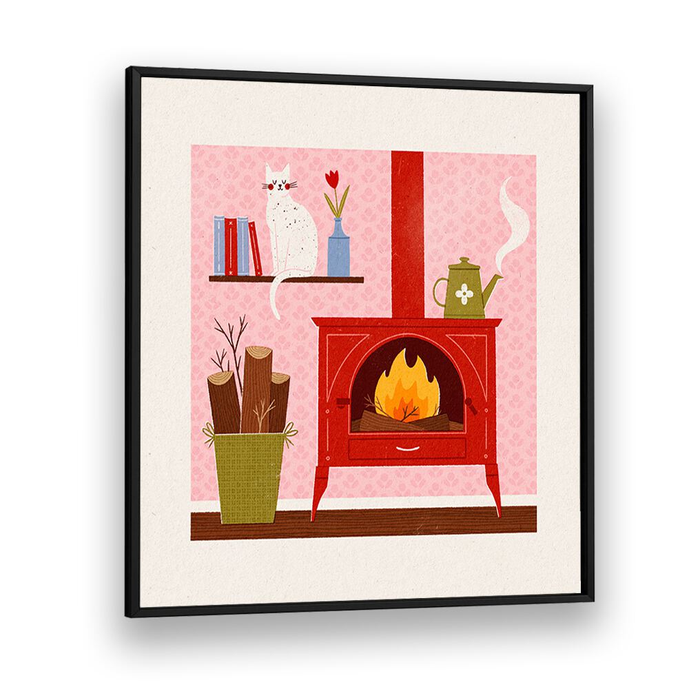 Cozy Corner By Julia Leister Wall Art Prints in Black Plain Frame