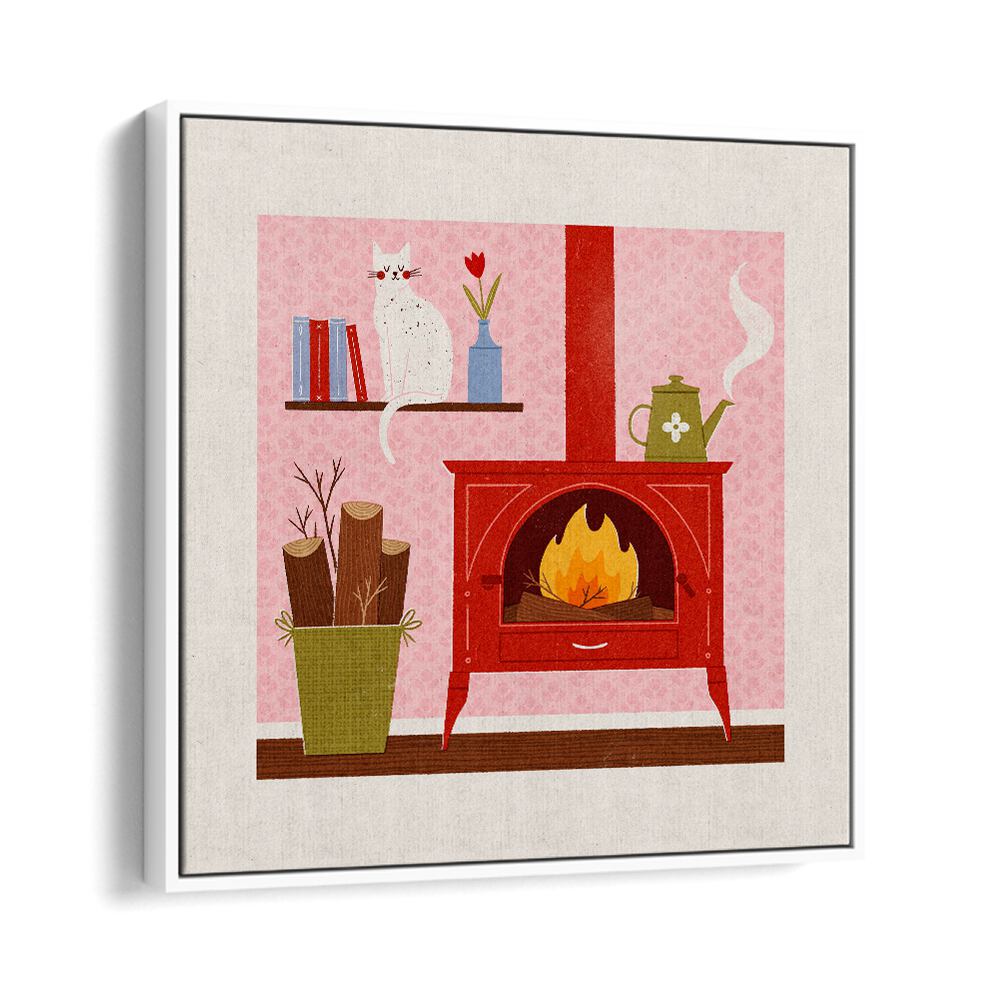 Cozy Corner By Julia Leister Wall Art Prints in White Floater Frame