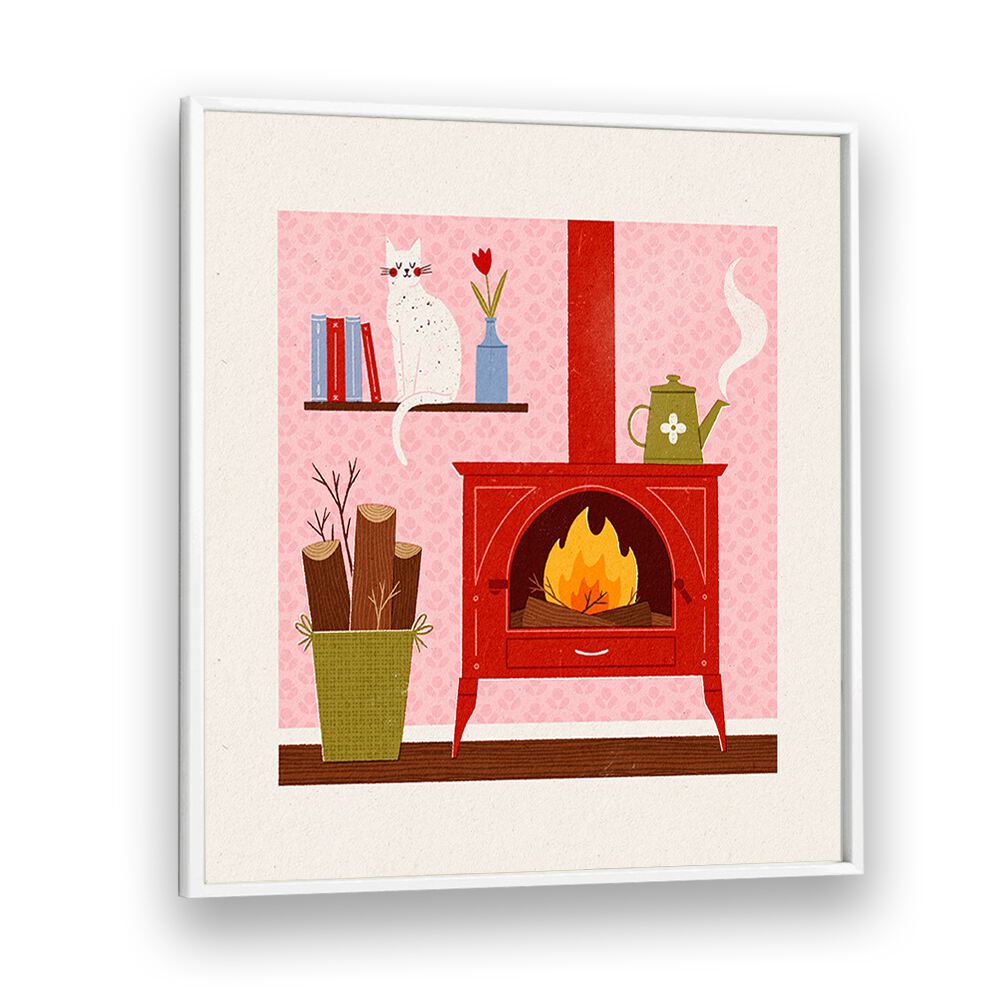 Cozy Corner By Julia Leister Wall Art Prints in White Plain Frame