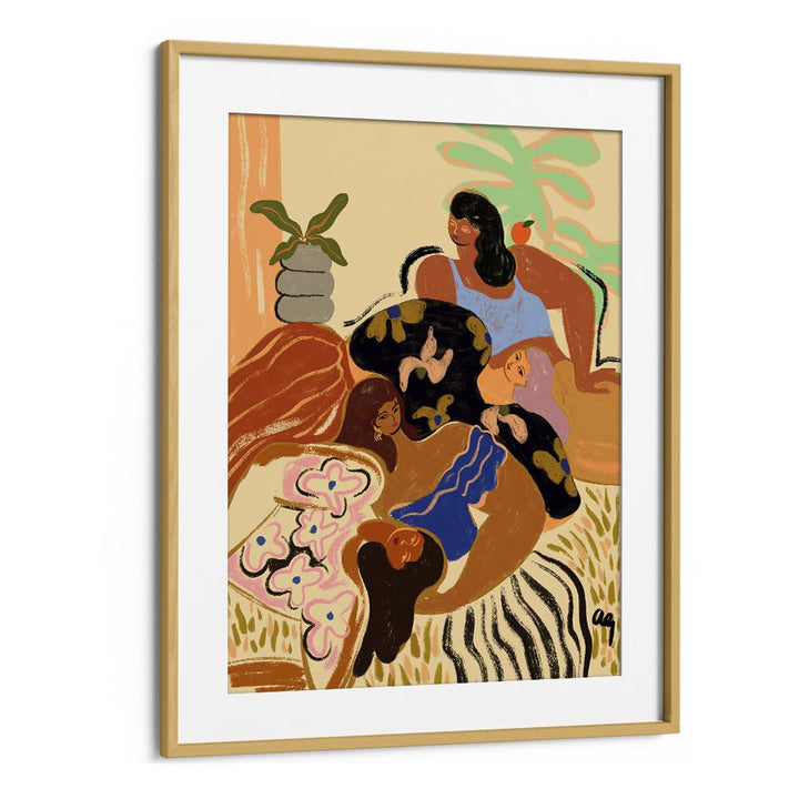 Cozy Wozy By Arty Guava Wall Art Prints in Oak Wood Frame With Mount