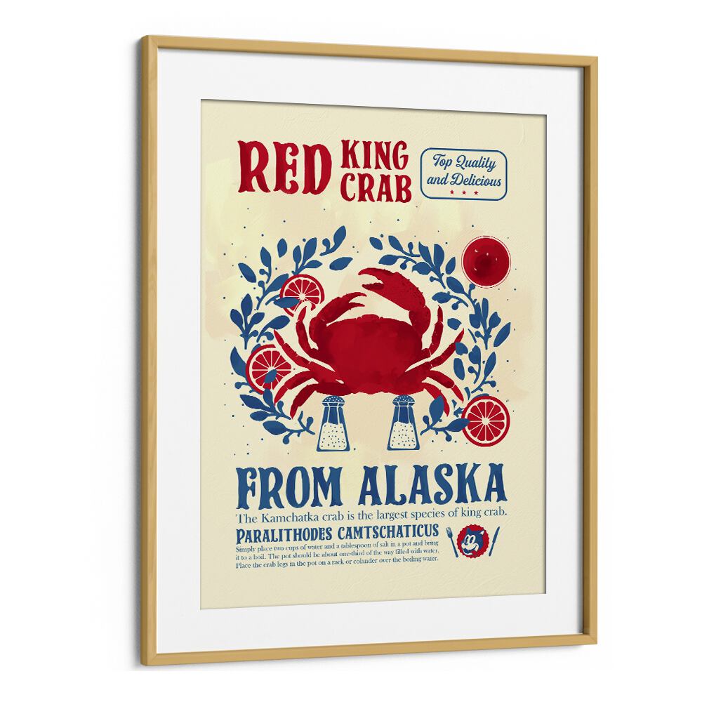 Crab Kitchen Print by Studio Mandariini Kitchen Posters Kitchen Art Prints in Oak Wood Frame With Mount