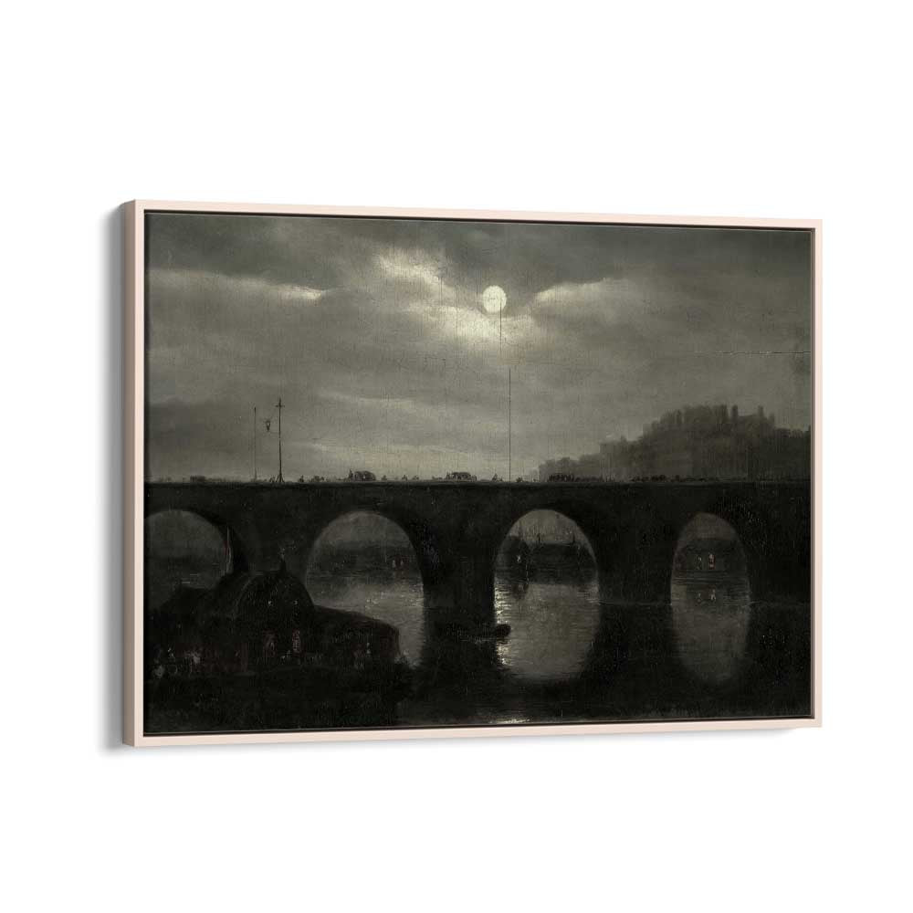 Crescent Cascades Gothic Wall Art Prints in Oak Wood Floater Frame