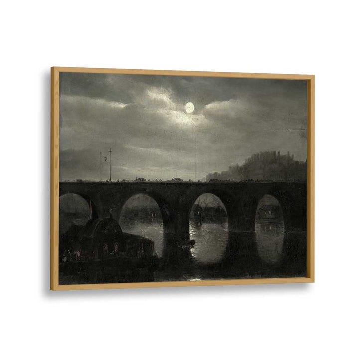 Crescent Cascades Gothic Wall Art Prints in Oak Wood Plain Frame