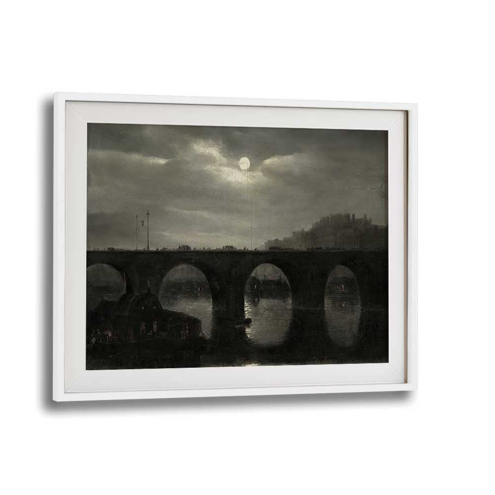 Crescent Cascades Gothic Wall Art Prints in White Frame With Mount