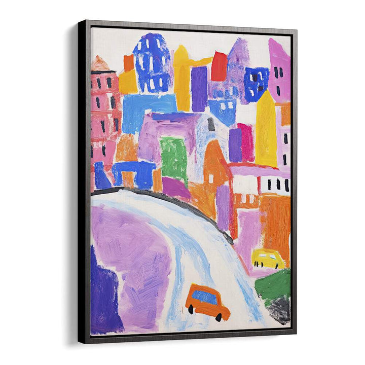 Crete Park Road  Kids Paintings in Black Floater Frame