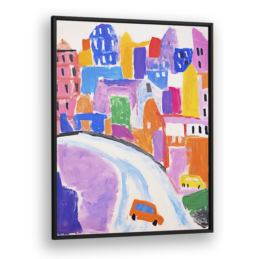 Crete Park Road  Kids Paintings in Black Plain Frame