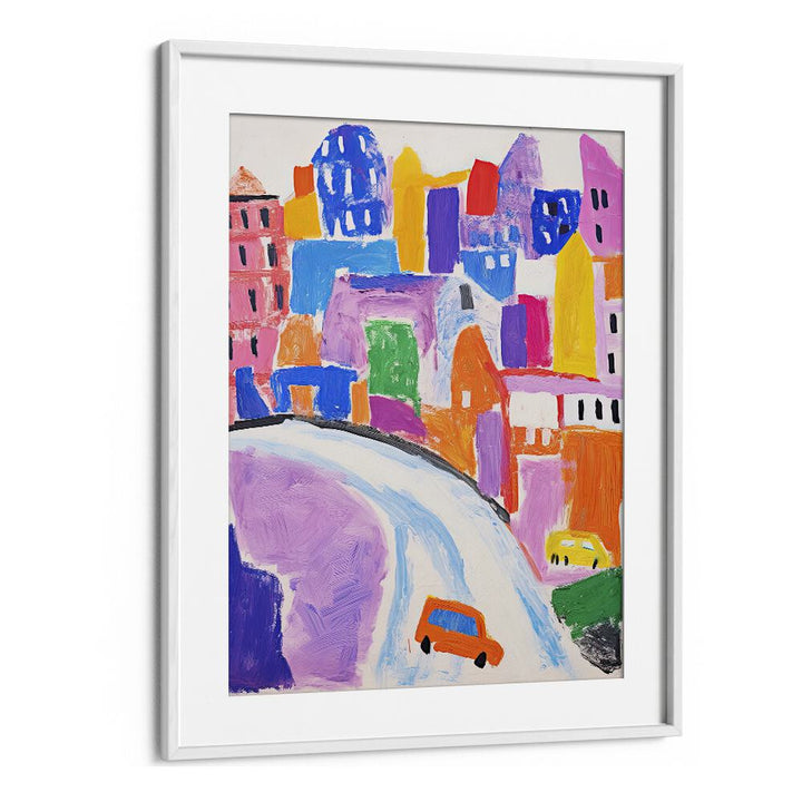 Crete Park Road  Kids Paintings in White Frame With Mount