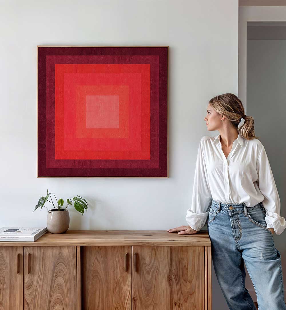 CRIMSON CONCENTRIC , GEOMETRIC ART PRINTS