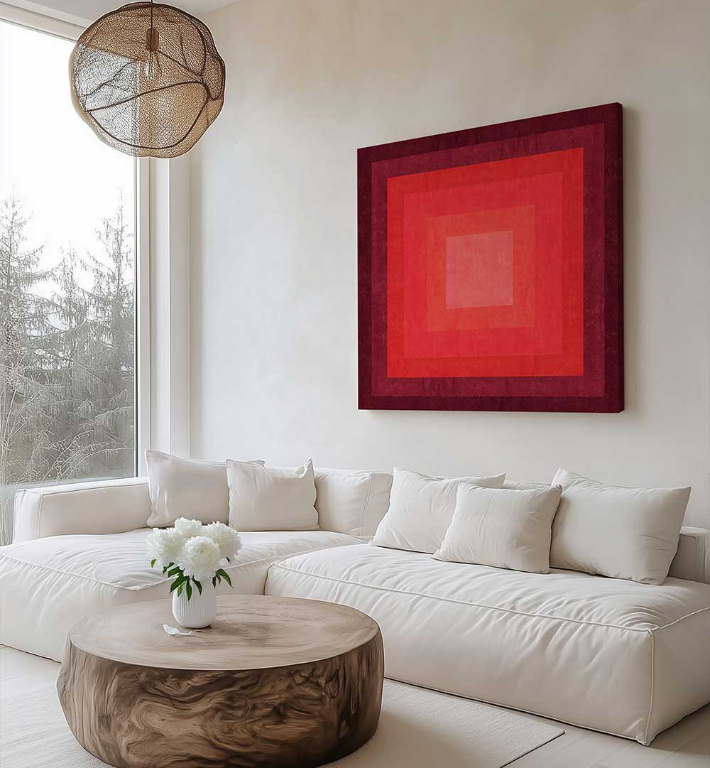 CRIMSON CONCENTRIC , GEOMETRIC ART PRINTS