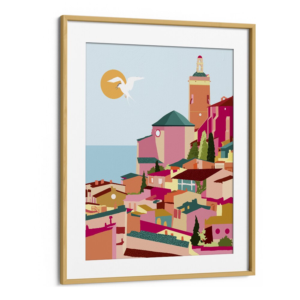 Crimson Rouge By Uma Gokhale Travel Art Prints in Oak Wood Frame With Mount