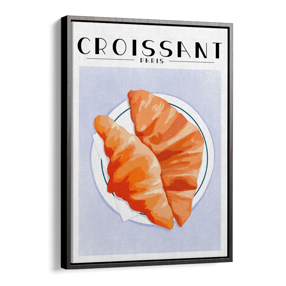 Croissant-Paris Cafe Art Prints Cafe Posters in Black Floater Frame