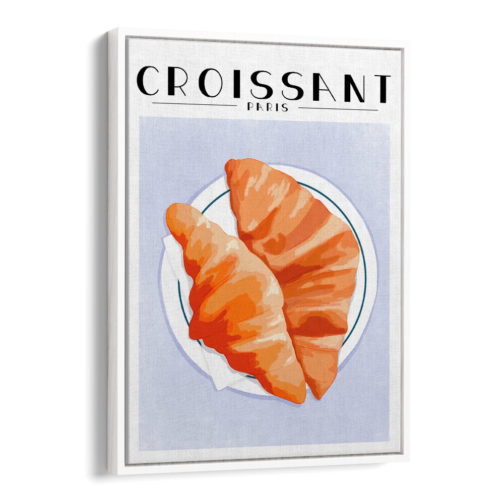 Croissant-Paris Cafe Art Prints Cafe Posters in White Floater Frame